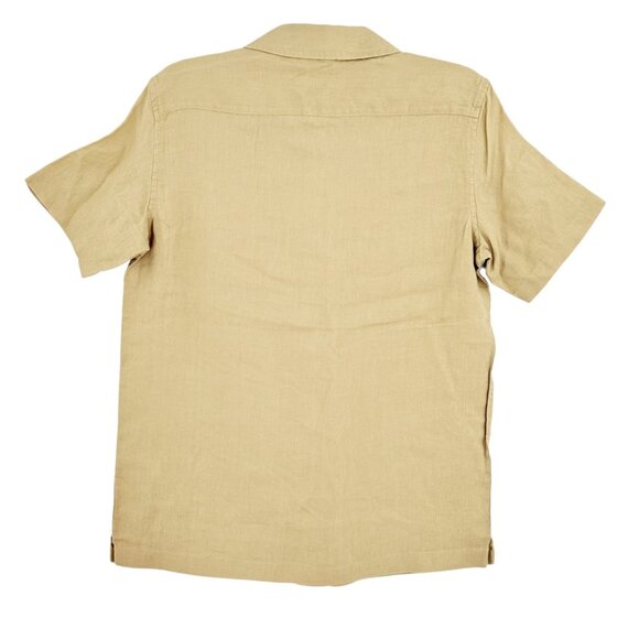 Panama Jack Men's 100% Linen Short Sleeve Tan Shirt Size Small European Flax NWT - Picture 2 of 10